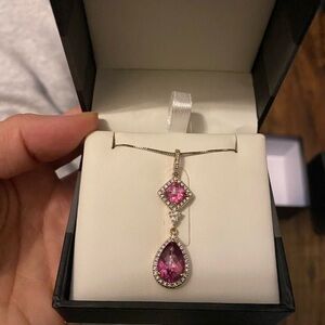 Pink Sapphire & Diamond Necklace